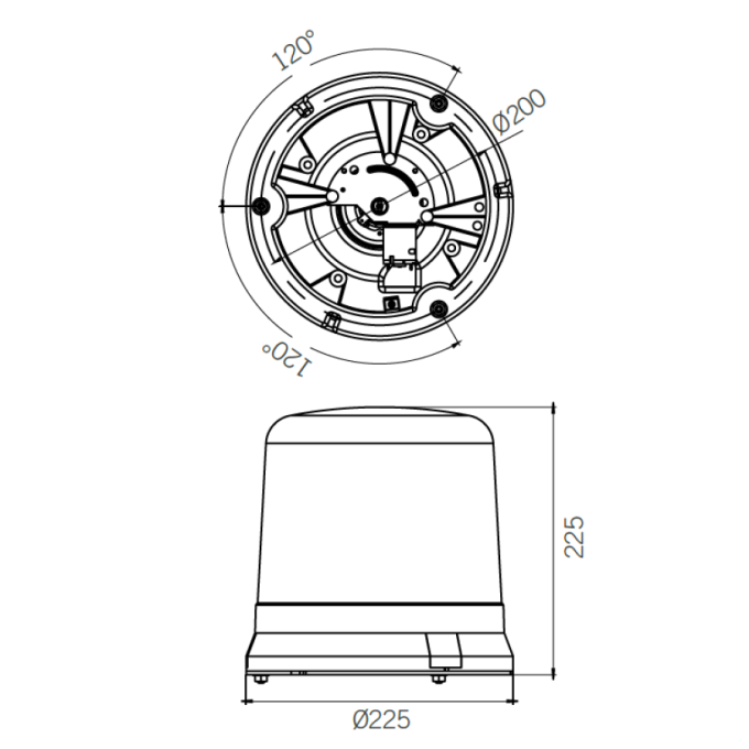 Girofar Gigant Rotativ cu prindere in 3 puncte - Bec auto H1
